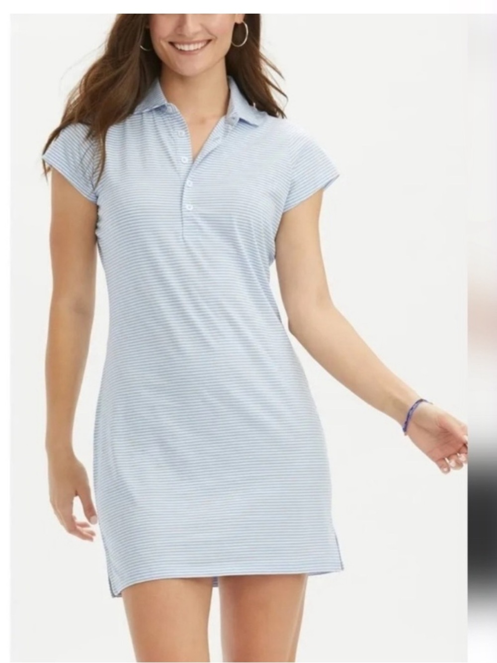 Renwick sport navy/mint striped polo dress S